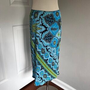 Y2K THE LIMITED BLUE FLORAL SILK MIDI‎ SKIRT